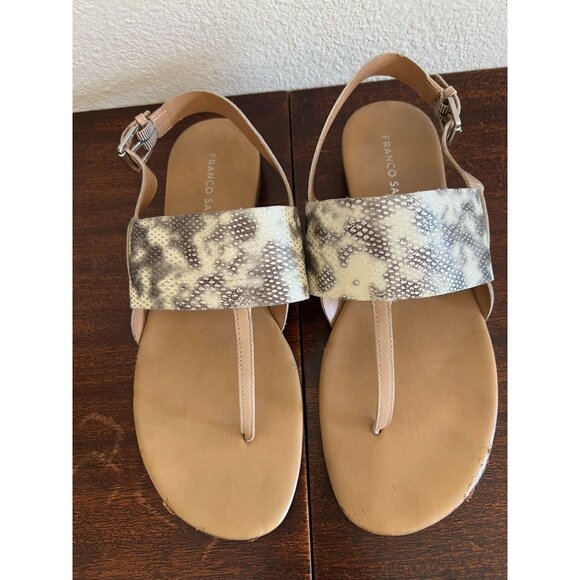 Franco Sarto Womens Snakeskin Print Sandals 9M Slingback Buckle Strap Open Toe D - Picture 3 of 10